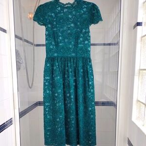 Lark & Ro Green Flutter Sleeve Midi Sundress